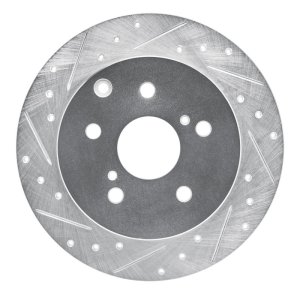 Pontiac Vibe Brake Rotor (1) - Rear Left - R1 Concepts - Drilled & Slotted - Silver - `09-`13